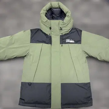 FIRST DOWN 후드 부착 다운 자켓 올리브 그린/블랙