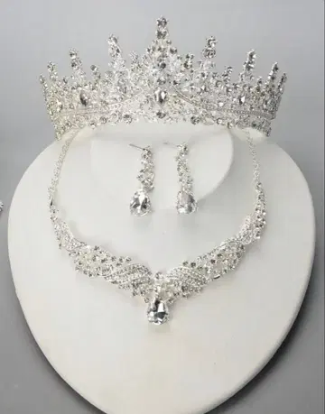 브라이덜 목걸이 귀걸이 티아라 3종 세트