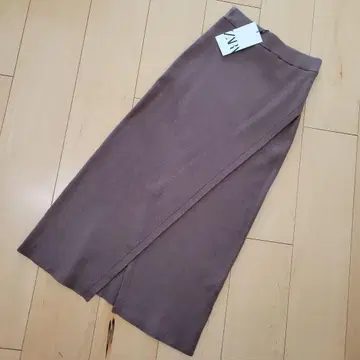 ZARA 롱 니트 스커트 XS 브라운 슬릿 입 새상품