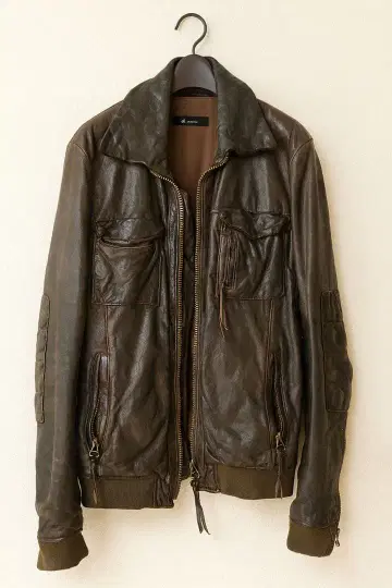 다크 브라운 가죽 밀리터리 자켓