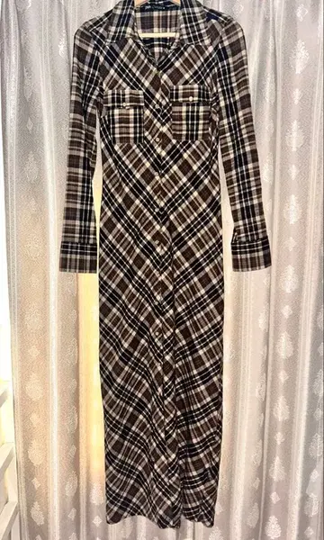 ZARA 체크 무늬 롱 셔츠 원피스