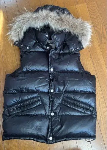 CAMP7 다운 베스트 후드 퍼 포함 S