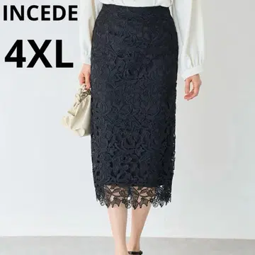 INCEDE 전체 레이스 펜슬 스커트