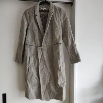 CARVEN 그레이 롱 코트 칼벤 아우터 울 혼방