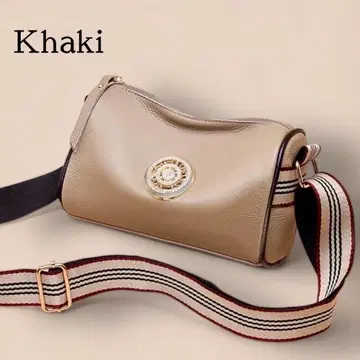 [ 새상품 ] 천연 가죽 숄더백 카키 브라운 고품질 사선 캐주얼