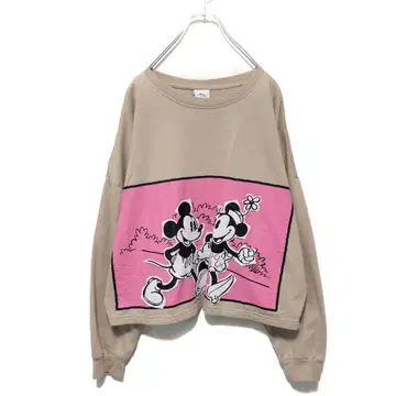 구제 의류 디즈니 미키 & 미니 베이지 x 핑크