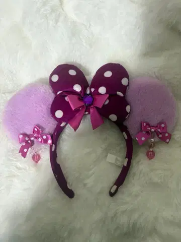 디즈니 미니 머리띠 보라색 도트