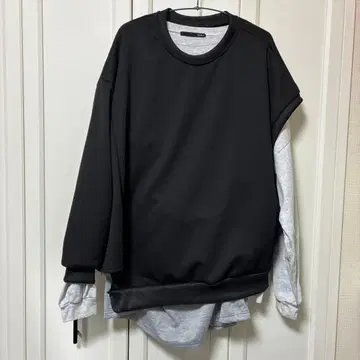 빅 사이즈 오버 사이즈 비대칭 레이어드 맨투맨 트레이닝복