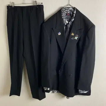 코디 블랙 더블 셋업 모노톤 꽃무늬 장미 무늬 올 패턴 y2k 성인식