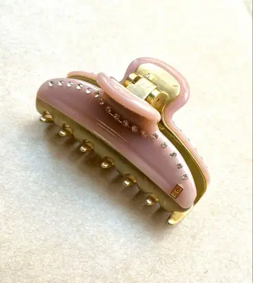 ALEXANDRE DE PARIS 스톤 부착 핑크 헤어 클립