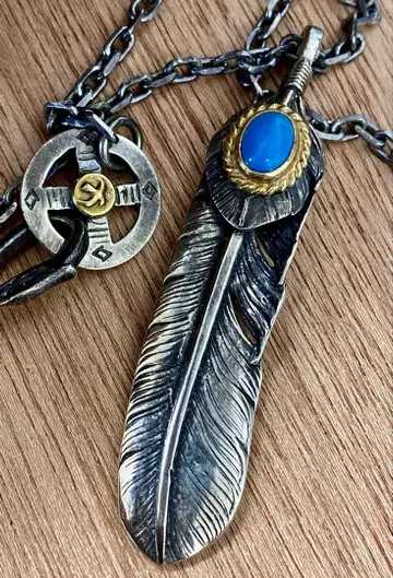 고로즈 상은금줄 터콰이즈 부착 특대형 페더 이글 후크 세가닥 체인 세트