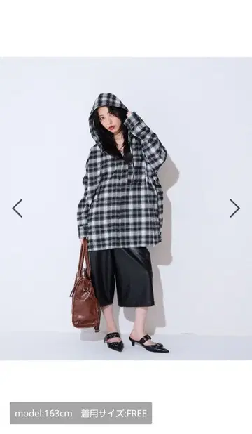 지나시스 체크 BIG 후디 블랙