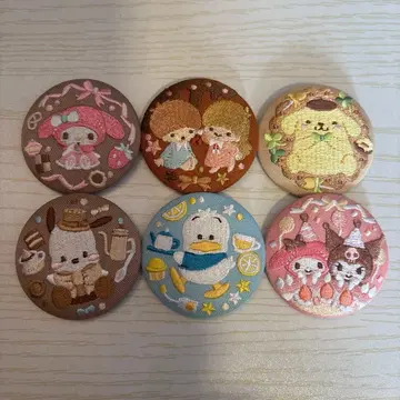 산리오 캐릭터즈 자수 캔뱃지 6개 세트