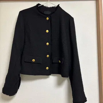 N.O.R.C 트위드 노카라 자켓 블랙