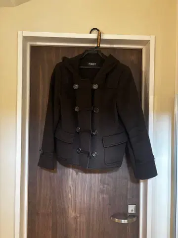 즉시 결제! 폭시 캐시미어 100 브라운 더플 코트 후드 부착