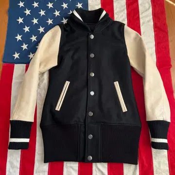 moussy 마우지 여성용 롱 바시티 자켓 M 블랙 x 내추럴