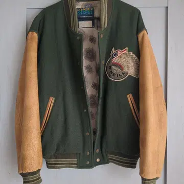 90s O'NEILL 바시티 자켓 천연 가죽 가죽 아메리카 원주민