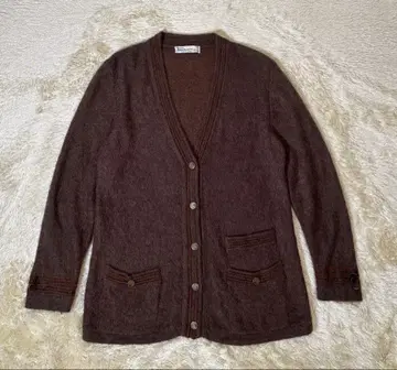 레트로 디자인 메탈 버튼 스페인산 모헤어 아크릴 가디건