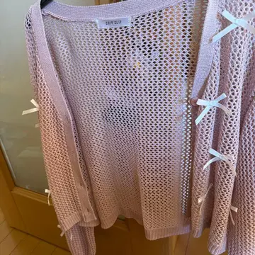 CHIP CLIP 연보라 메쉬 가디건