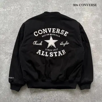 [ CONVERSE ] 90s 컨버스 지퍼 블루종 바시티 자켓 자수 블랙