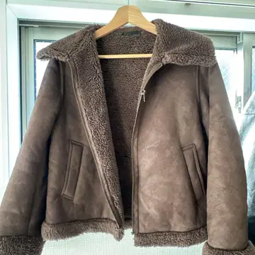 브라운 보아 자켓 양가죽풍