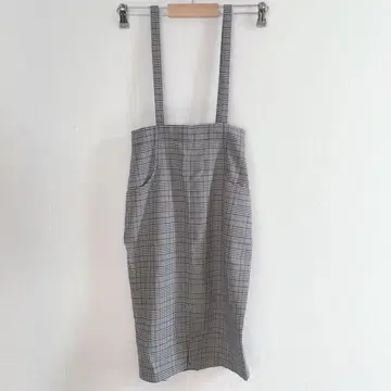 서스펜더 오버롤 스커트 체크 그레이 타이트 점프 스커트 봄 가을/겨울