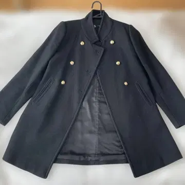 ZARA 더블 브레스트 골드 버튼 피코트 블랙