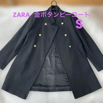 ZARA 더블 브레스트 골드 버튼 피코트 블랙