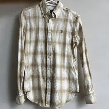 랄프 로렌 베이지 XS 체크 셔츠