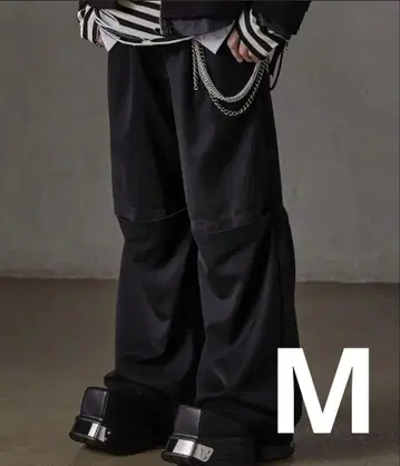 [ GRANCY ] 튤 레이어드 디자인 슬랙스 블랙 M