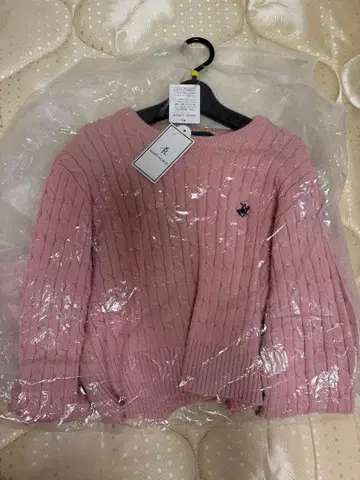 POLO 핑크 케이블 니트