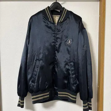 네이비 골드 새틴 바시티 자켓