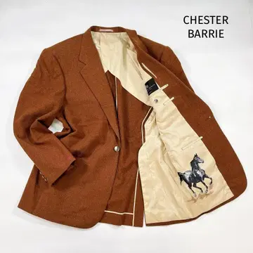 CHESTER BARRIE 테일러드 자켓 브라운 캐시미어 혼방