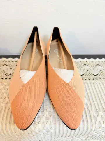 VIVAIA 베이지 메쉬 V컷 플랫슈즈