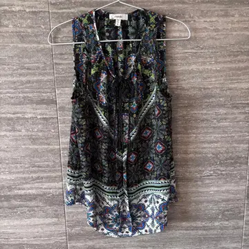 meraki 슬리브리스 튜닉 M 에스닉 꽃무늬 오리엔탈 새상품급