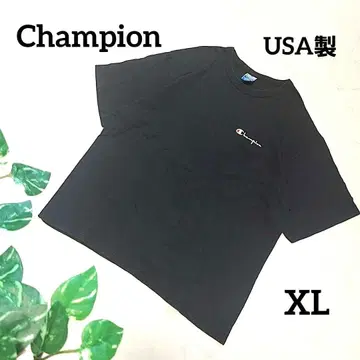 챔피온 USA제 반팔 티셔츠 T셔츠 원포인트 로고 남성용 블랙