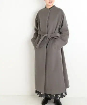 이에나 사이드 슬릿 롱 코트 벨트 포함