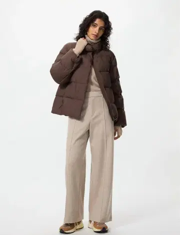 브러쉬드 저지 와이드 팬츠 S 베이지