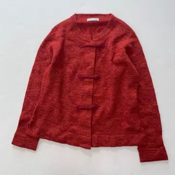 새상품급 크라프트 히로 차이나 모티브 울 가디건 레트 빨간색 프리 사이즈