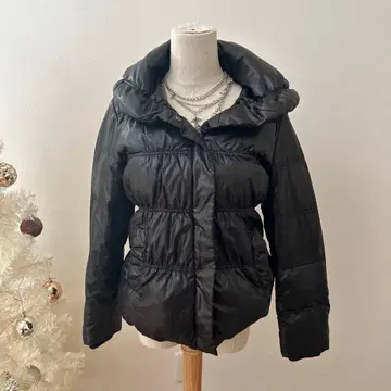 y2k archive 여배우 옷깃 다운 자켓 미광택 블랙