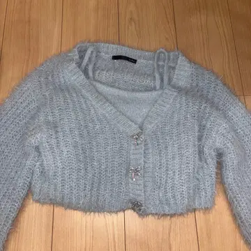 Heather 리본 라메 가디건 세트