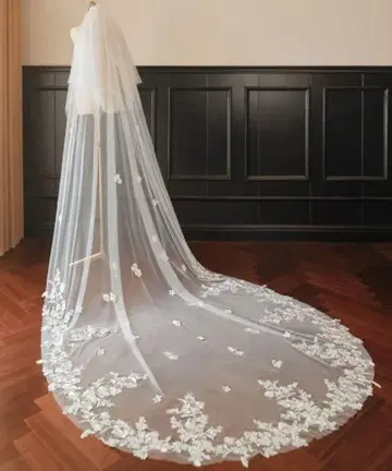 웨딩 베일 꽃무늬 자수 3미터