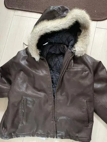 WISH FOREVER 후드 부착 가죽 자켓 S/M