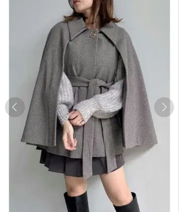 [ dazzlin ] 케이프 코트 그레이 벨트 포함