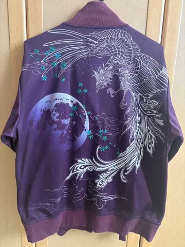 카라쿠리타마시 트랙 자켓 카라쿠리다마시 봉황 M 사이즈 일본풍 패턴 퍼플