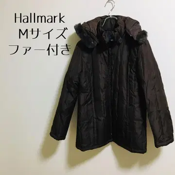 [ Hallmark ] 브라운 후드 퍼 달린 다운 M 사이즈