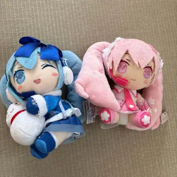 택 포함 하츠네 미쿠 벚꽃 미쿠 유키 미쿠 프라이스 봉제 인형 2개 세트