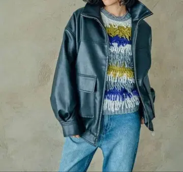 페이크 레더 자켓 블랙