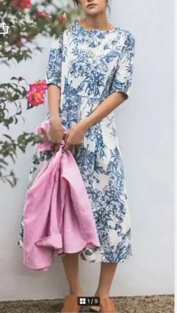 디노스 SO close 프랑스 원단 코튼 린넨 프린트 원피스