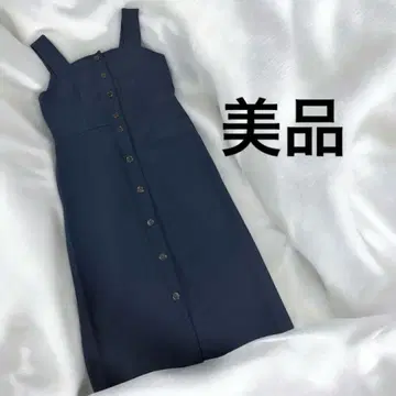 내추럴 뷰티 베이직 오버롤 스커트 네이비 버튼 M